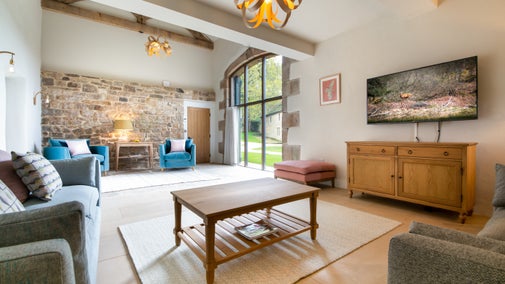 The sitting room at Gorsey Bank Barn, Derbyshire